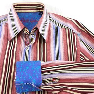 Robert Graham Striped Embroidered Flip Cuff Shirt